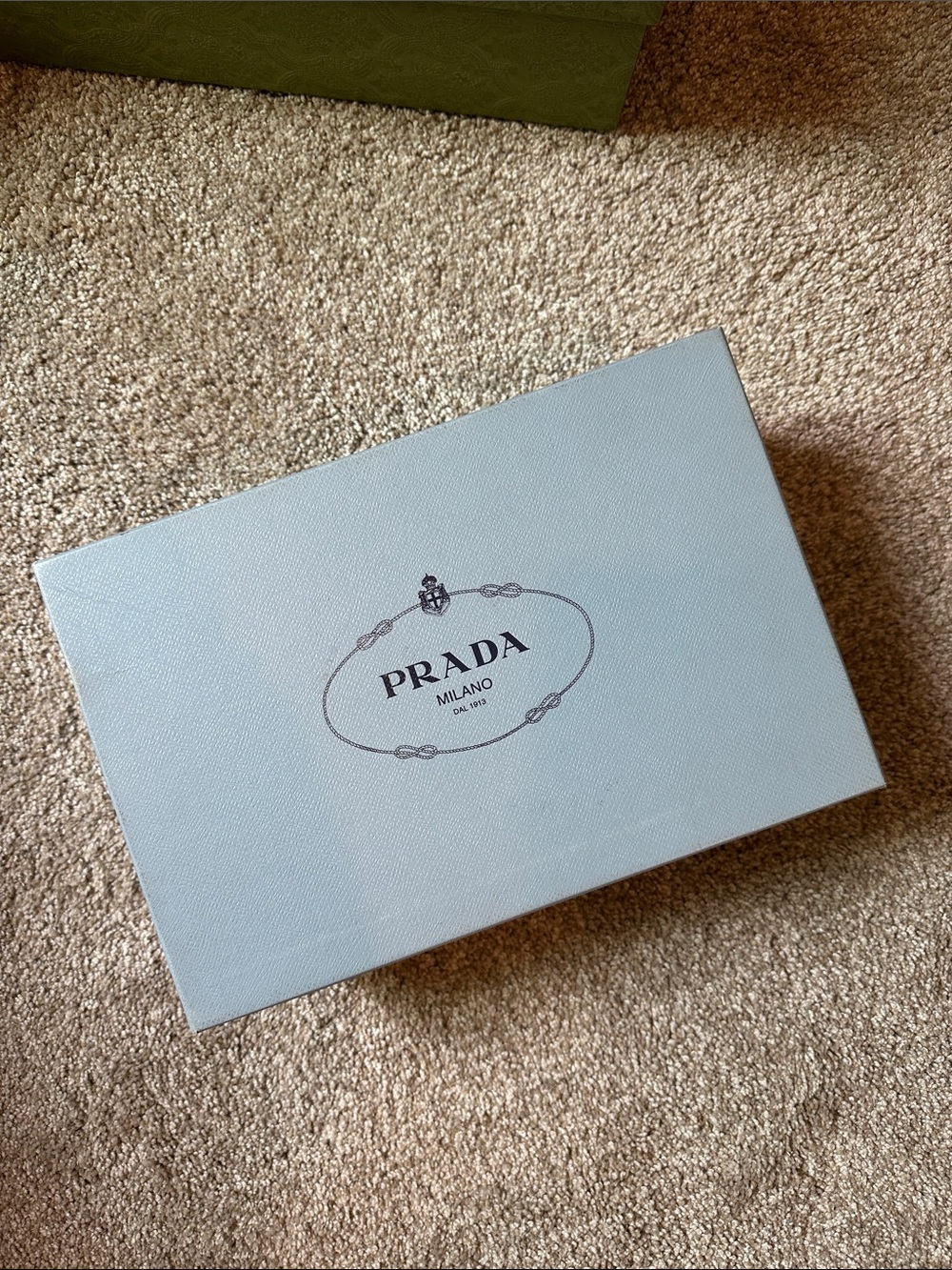 Prada Light Blue Logo shoe Box+ tissue paper + dust bag